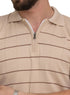 Beige Design 01039Knit Polo Neck Zipper - T-Shirt - Khotwh