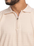 Beige Design 01047Knit Polo Neck - T-Shirt - Khotwh