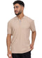 Beige Design 01054Knit Polo Neck Zipper - T-Shirt - Khotwh