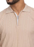 Beige Design 01054Knit Polo Neck Zipper - T-Shirt - Khotwh