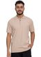 Beige Design 01056Knit Polo Neck Zipper - T-Shirt - Khotwh