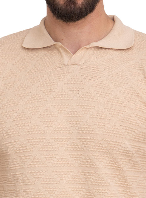 Beige Design 1 - F - Polo Neck T-Shirt - Khotwh