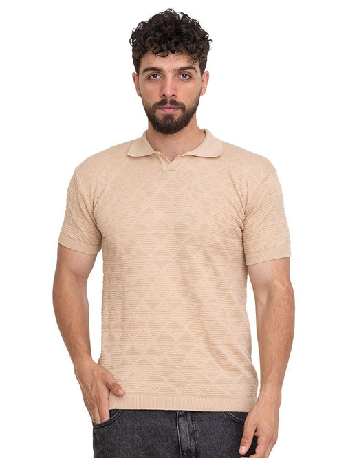Beige Design 1 - F - Polo Neck T-Shirt - Khotwh