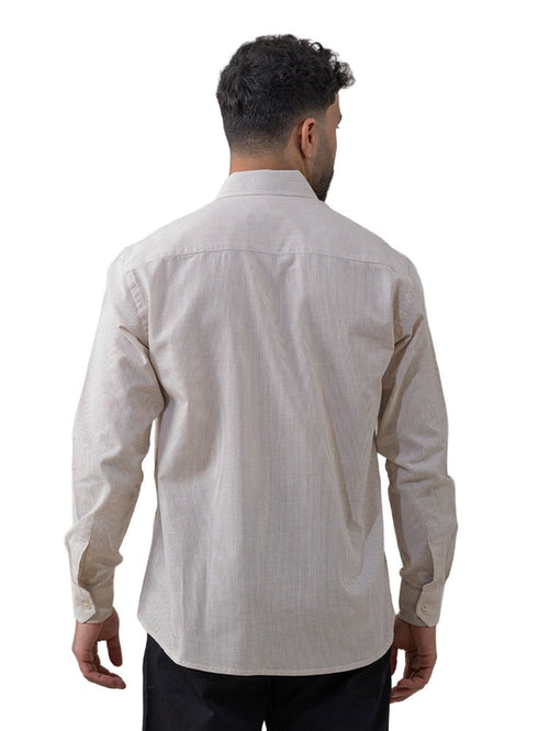 Beige - Design 1 Striped Linen Shirt - Khotwh
