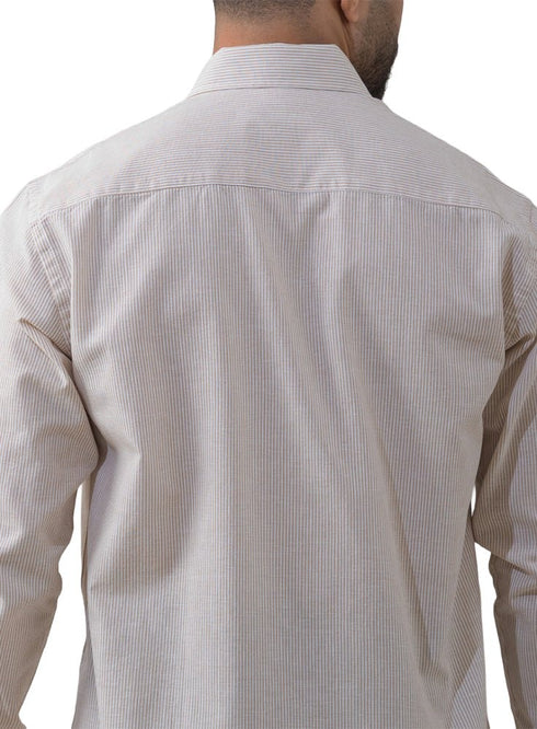Beige - Design 1 Striped Linen Shirt - Khotwh