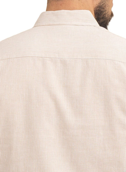 Beige-Design 1 Striped Oxford Shirt - Khotwh