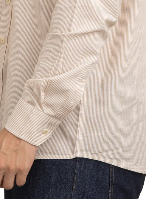 Beige-Design 1 Striped Oxford Shirt - Khotwh