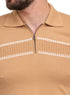 Beige Design 1023Knit Polo Neck Zipper - T-Shirt - Khotwh