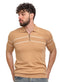 Beige Design 1023Knit Polo Neck Zipper - T-Shirt - Khotwh