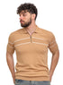 Beige Design 1023Knit Polo Neck Zipper - T-Shirt - Khotwh