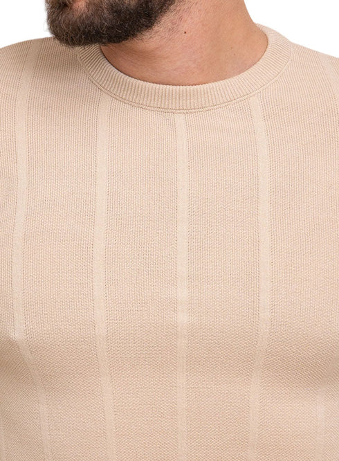 Beige Design 1024Knit Round T-Shirt - Khotwh