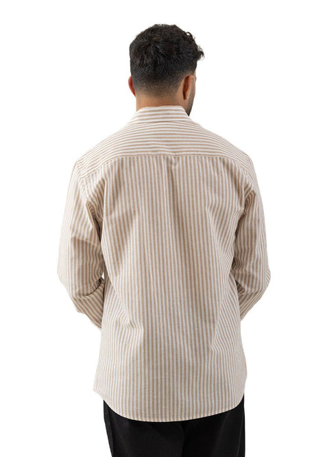 Beige - Design 2 Striped Linen Shirt - Khotwh