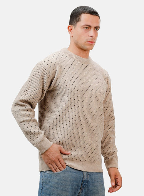 Beige Design 2410 Round Pullover - Khotwh