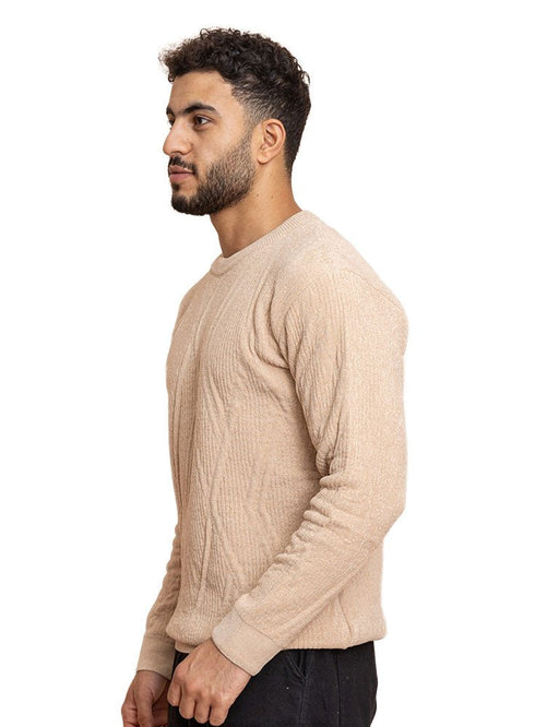 Beige Design 2421 Round Pullover - Khotwh