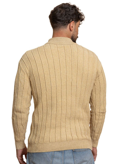 Beige Design 2445 Round Pullover - Khotwh