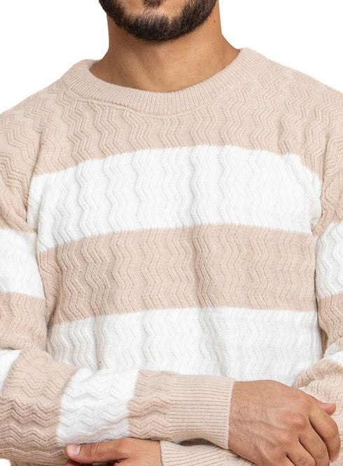 Beige Design 2446 Round Pullover - Khotwh