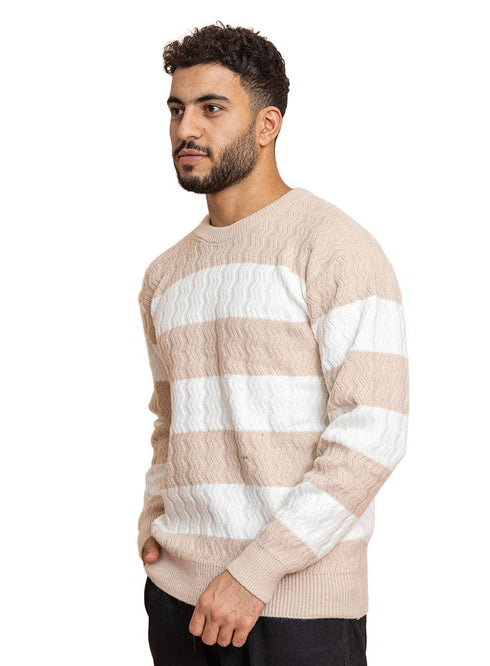Beige Design 2446 Round Pullover - Khotwh