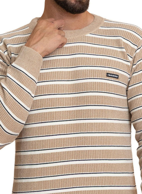 Beige Design 2454 Round Pullover - Khotwh