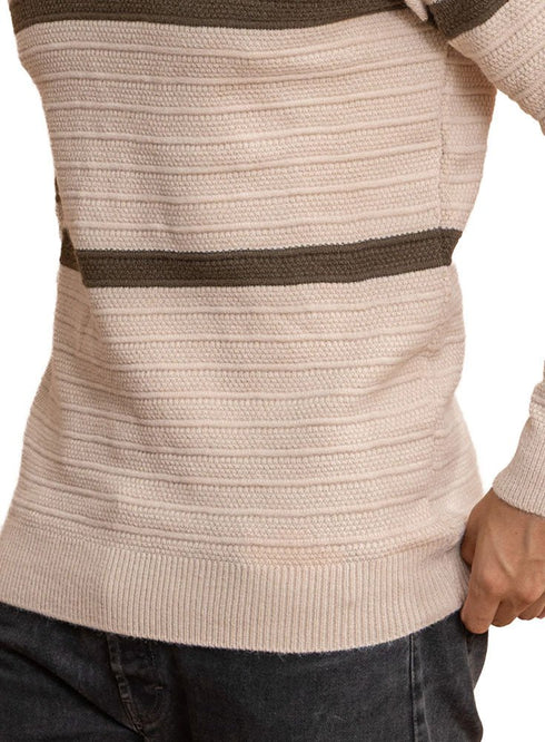 Beige Design 2471 Round Pullover - Khotwh