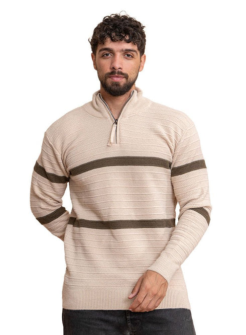 Beige Design 2471 Round Pullover - Khotwh