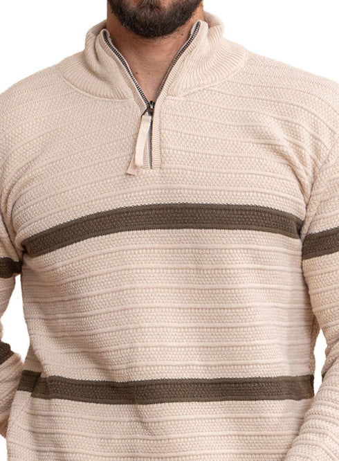 Beige Design 2471 Round Pullover - Khotwh