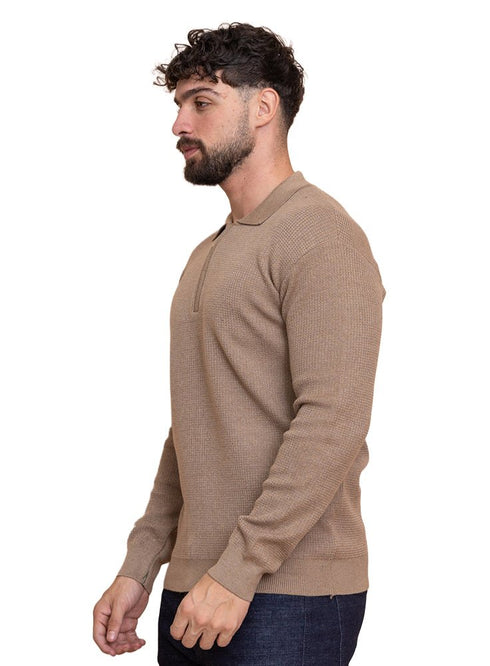 Beige Design 2476 Round Pullover - Khotwh
