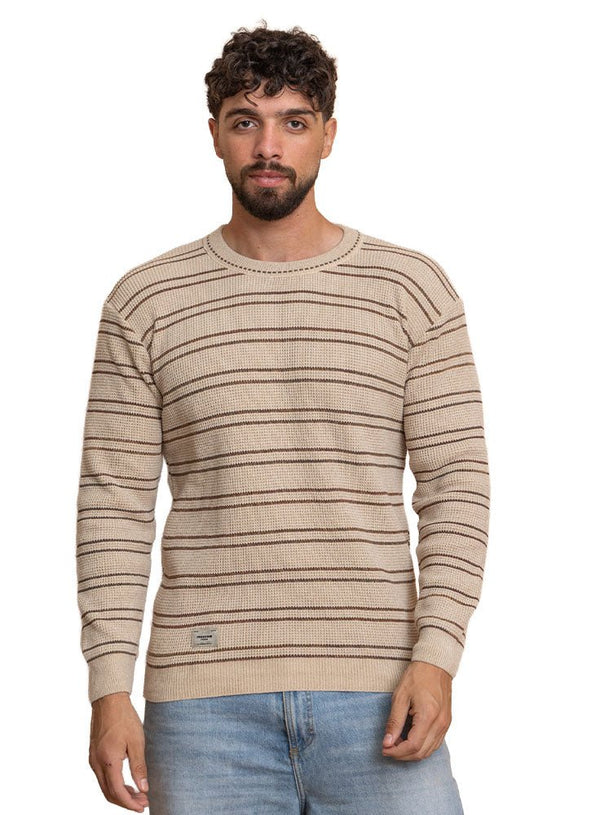 Beige Design 2477 Round Pullover - Khotwh