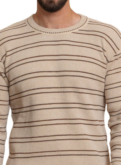 Beige Design 2477 Round Pullover - Khotwh