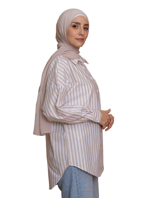 Beige - Design 3 Pocket S - Over Size Shirt - Khotwh