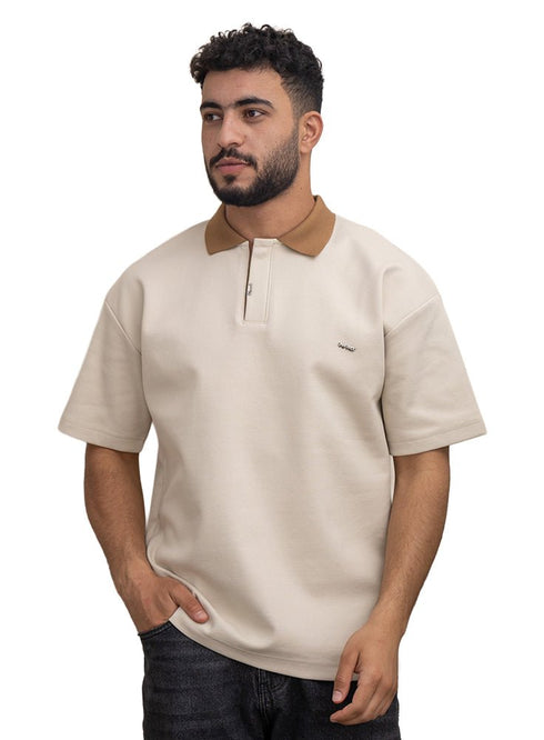 Beige Design 3017 NF - Polo Neck T-Shirt - Khotwh