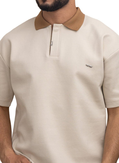 Beige Design 3017 NF - Polo Neck T-Shirt - Khotwh