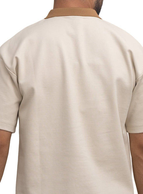 Beige Design 3017 NF - Polo Neck T-Shirt - Khotwh