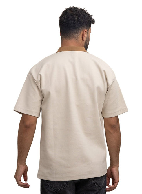 Beige Design 3017 NF - Polo Neck T-Shirt - Khotwh