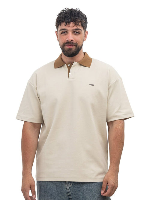 Beige Design 3069 NF-Polo Neck T-Shirt - Khotwh