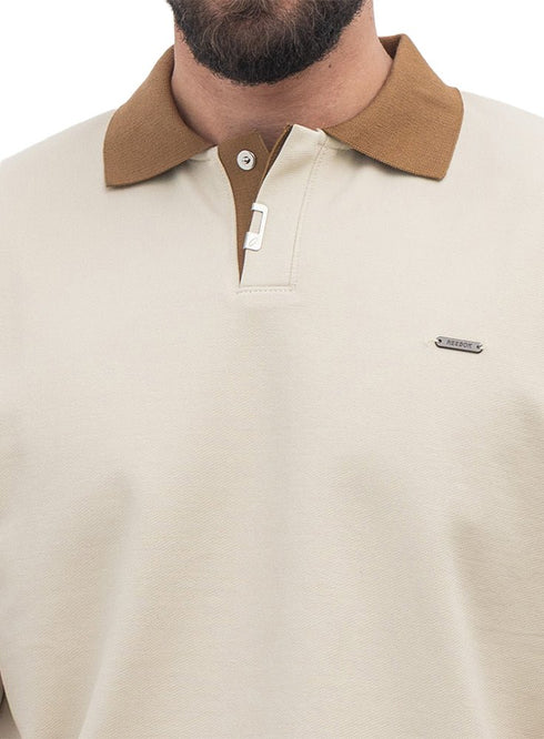 Beige Design 3069 NF-Polo Neck T-Shirt - Khotwh