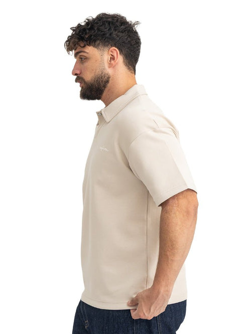 Beige Design 3083 NF-Polo Neck T-Shirt - Khotwh