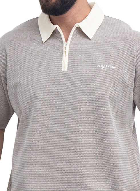 Beige Design 3095 NF-Polo Neck T-Shirt - Khotwh