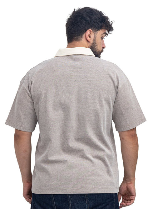 Beige Design 3095 NF-Polo Neck T-Shirt - Khotwh