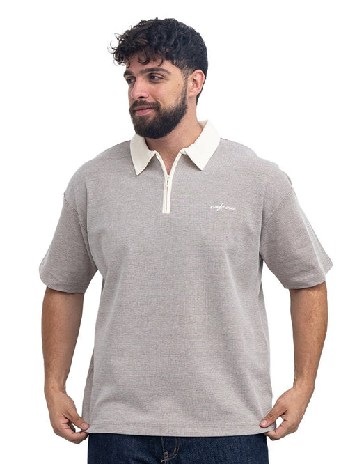 Beige Design 3095 NF-Polo Neck T-Shirt - Khotwh