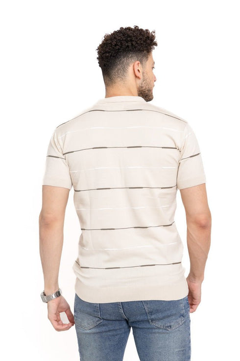 Beige Design 7 - F - Polo Neck T-Shirt - Khotwh