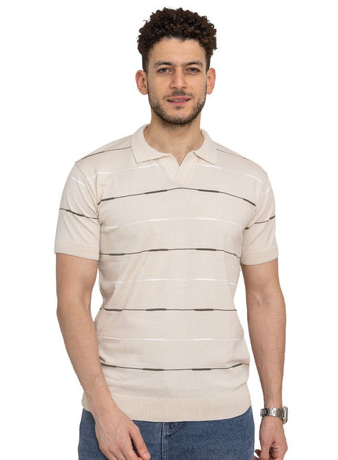 Beige Design 7 - F - Polo Neck T-Shirt - Khotwh
