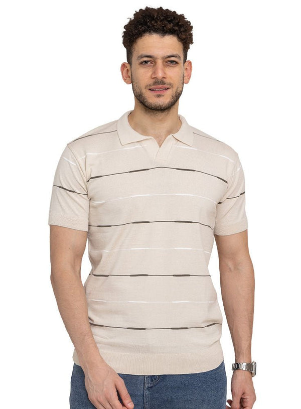 Beige Design 7 - F - Polo Neck T-Shirt - Khotwh