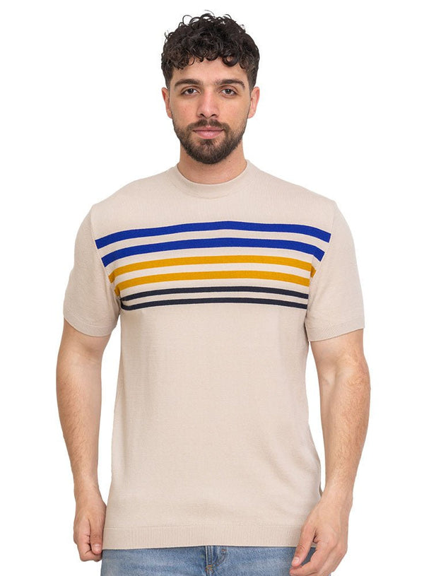 Beige Design 7522Knit Rount T-Shirt - Khotwh