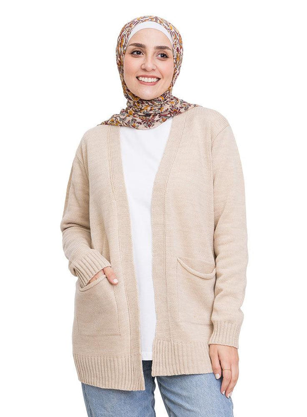 Beige E - Basic Pocket Cardigan - Khotwh