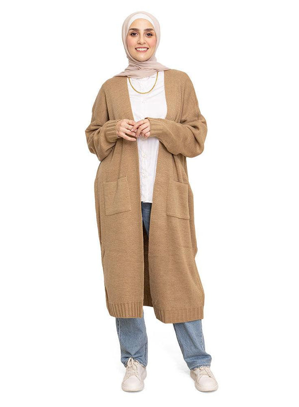 Beige E - Knit - Long Cardigan - Khotwh