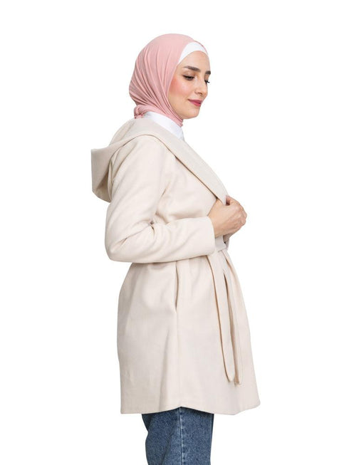 Beige Feather Jacket - Khotwh