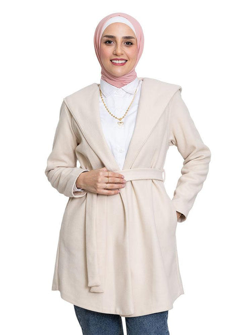 Beige Feather Jacket - Khotwh