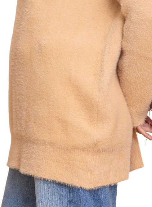 Beige Fluffy Over Size Pullover - Khotwh
