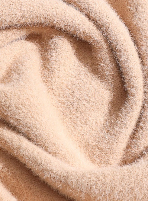 Beige Fluffy Over Size Pullover - Khotwh