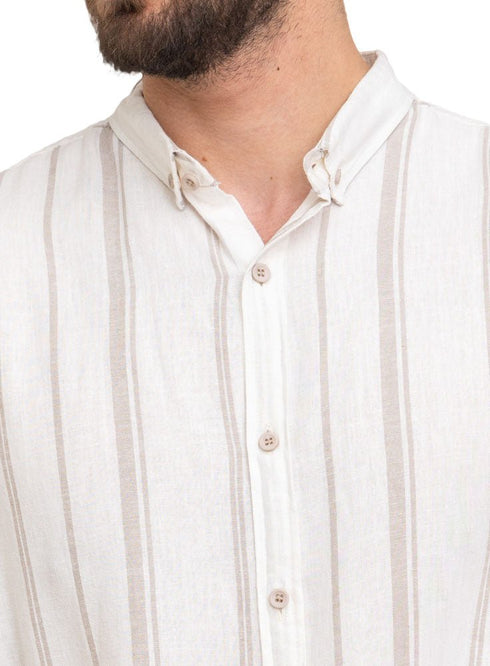 Beige - Ki - Striped Shirt - Khotwh